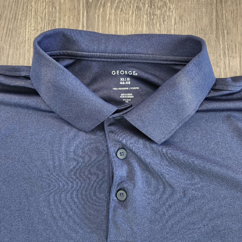 Lot Of 2 George Short Sleeve‎ Polo Golf Shirts Mens Size XL Blue Green Solid - Picture 10 of 12